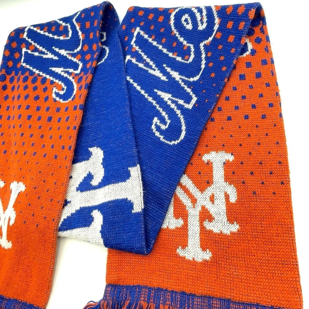 New York Mets FOCO Knit Fringe Scarf Orange Blue MLB Genuine‎ Merchandise
